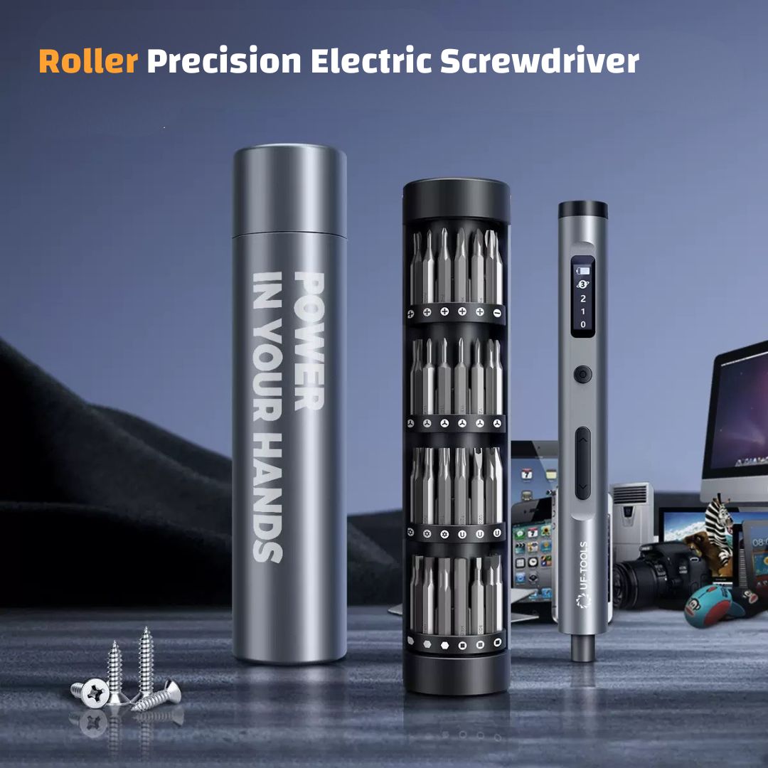 Rolling Electric Screwdriver with Rotating Storage | 62-in-1 S2 Precision Bit Set | OLED Display | Rechargeable Mini Power Driver for Home & DIY