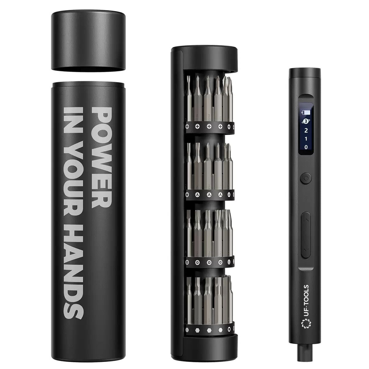 Rolling Electric Screwdriver with Rotating Storage | 62-in-1 S2 Precision Bit Set | OLED Display | Rechargeable Mini Power Driver for Home & DIY