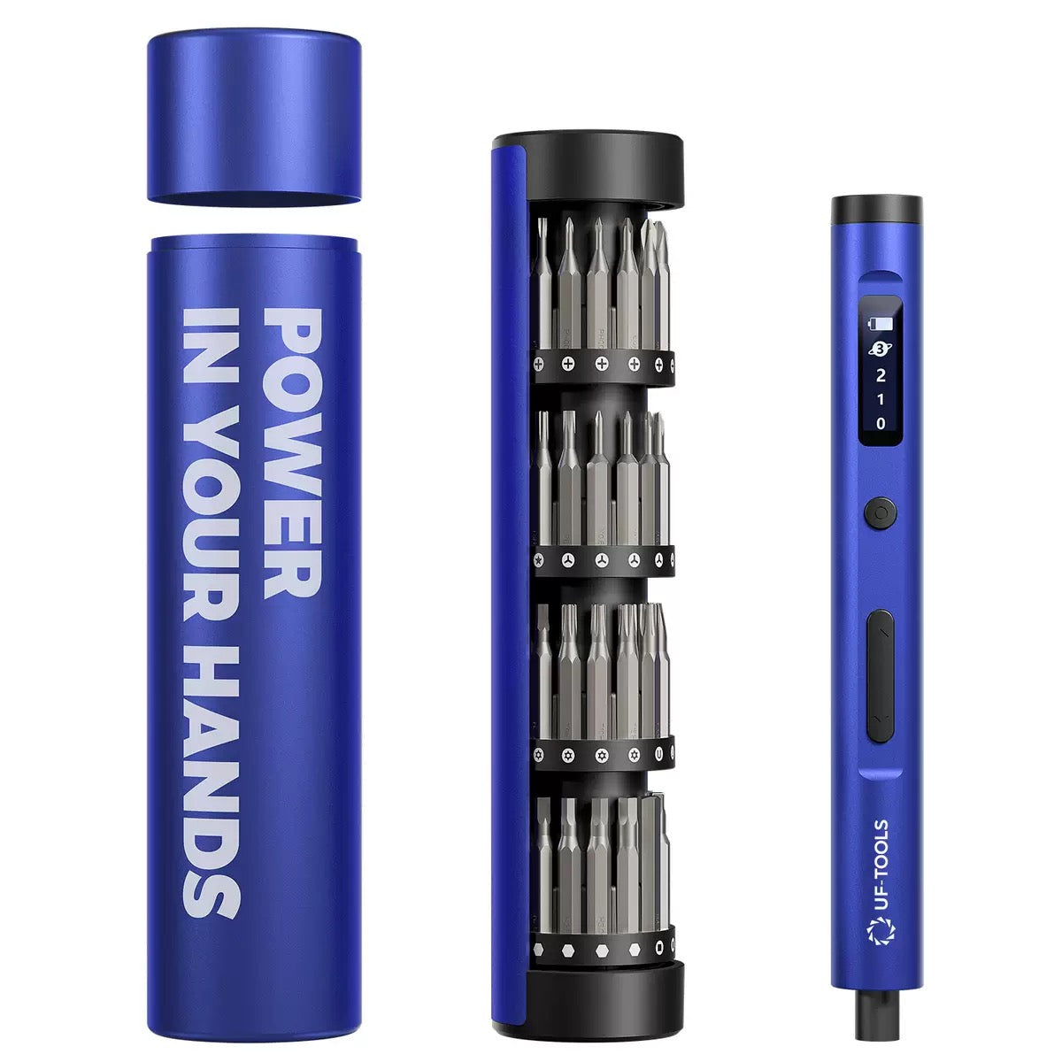 Rolling Electric Screwdriver with Rotating Storage | 62-in-1 S2 Precision Bit Set | OLED Display | Rechargeable Mini Power Driver for Home & DIY
