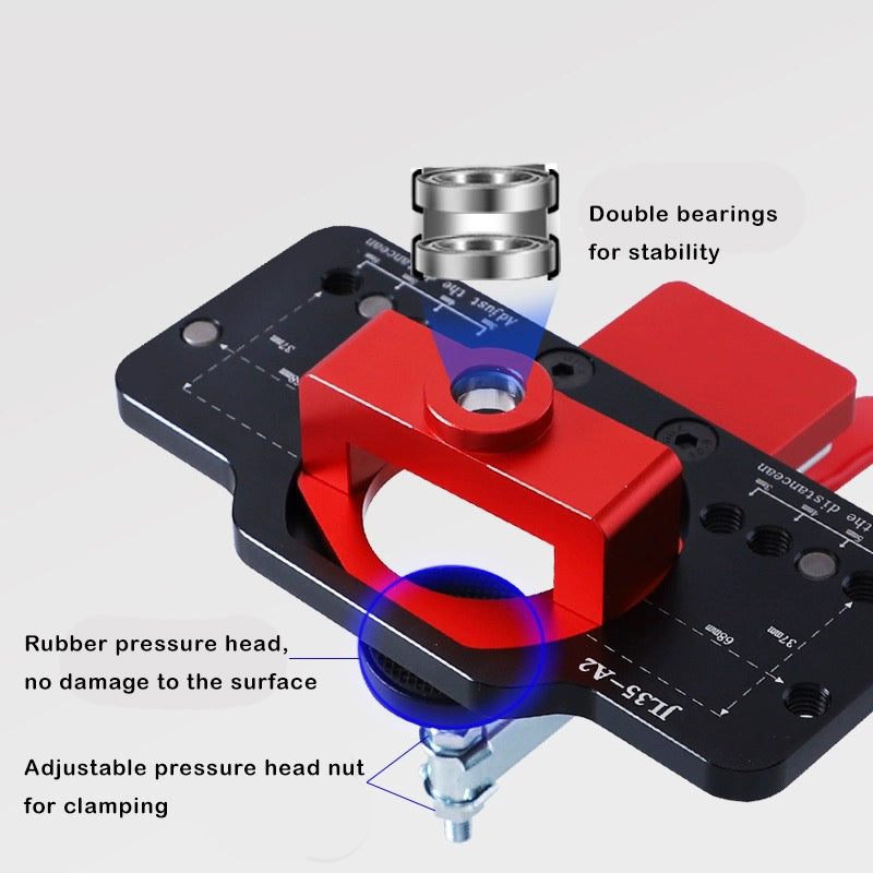 35mm / 1.4-inch Hinge Hole Positioner Hinge Jig with 4 Adjustable Hole Margins, Edge Lock Design, and for Various Panel Thicknesses