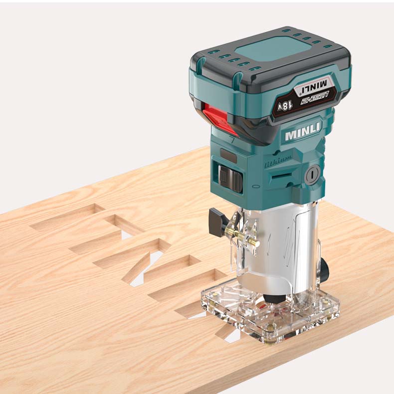 Cordless Trim Router with 18V Lithium-ion Battery and Pure Copper Motor for Wood Grooving, Trimming, and Engraving