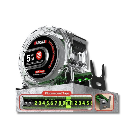Ultra-Precise Fluorescent Tape Measure - 3/5/7M, Zero-Error Hook, Carbon Steel Blade & Double-Sided Scale for Day & Night Measuring