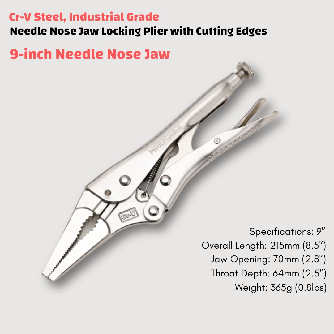 Industrial-Grade Locking Pliers Made of Chromium-Vanadium Steel, Featuring Integrated Brazing, with a Maximum Jaw Opening of 85mm (3.35’’)