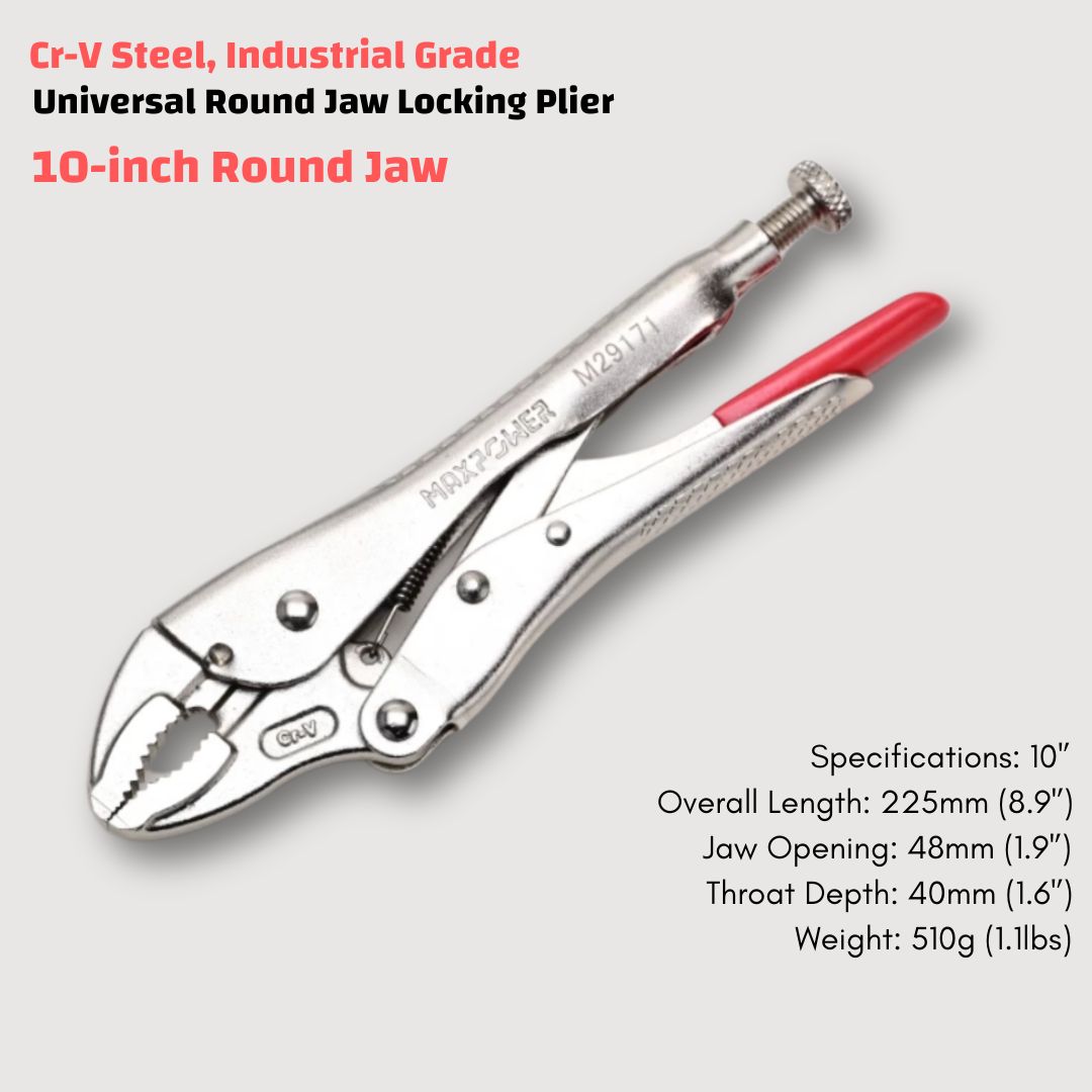 Industrial-Grade Locking Pliers Made of Chromium-Vanadium Steel, Featuring Integrated Brazing, with a Maximum Jaw Opening of 85mm (3.35’’)