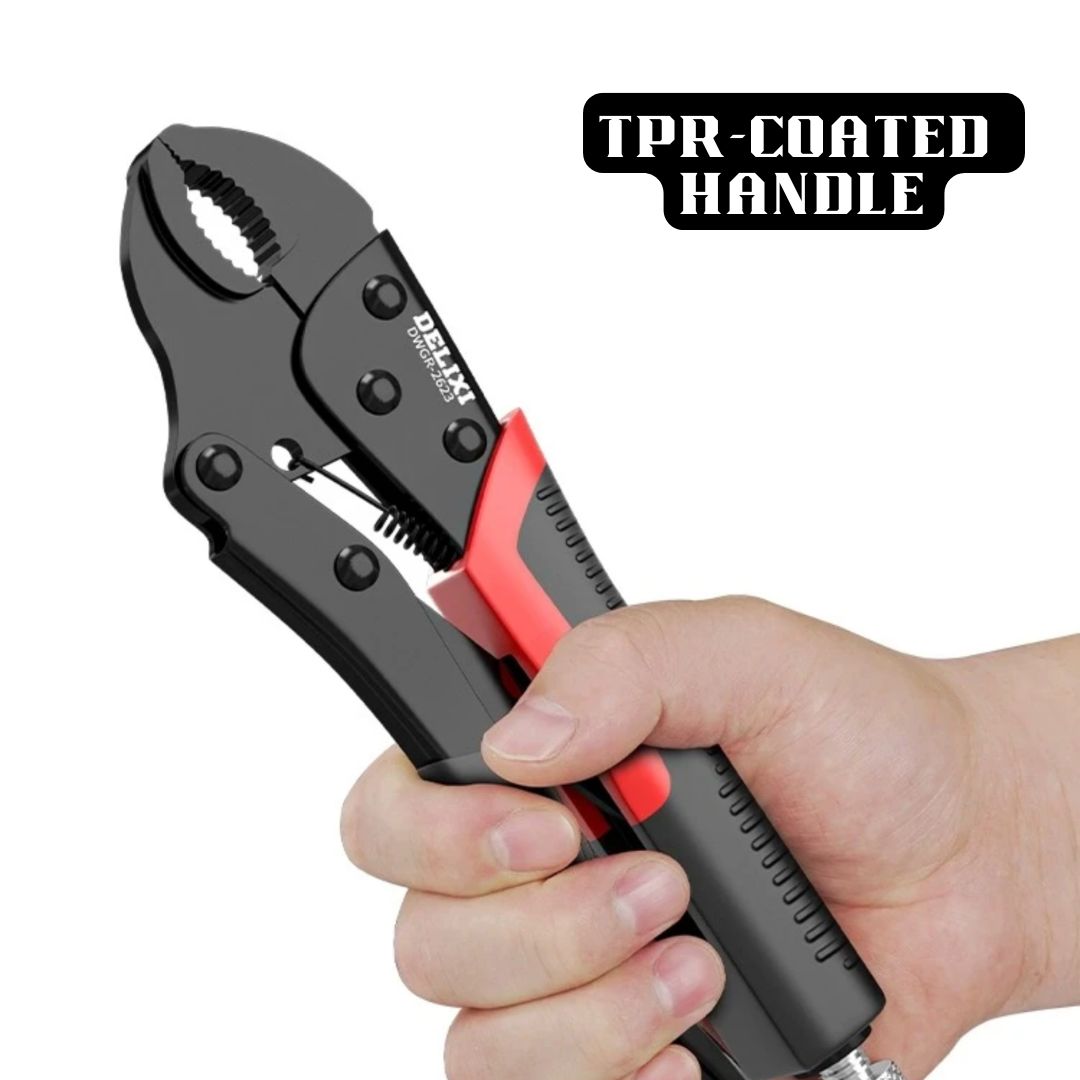 Durable and High-Torque Steel Locking Plier in Round Jaw / Straight Jaw / long Nose Jaw for Clamping, Unscrewing bolts, Pipe Maintenance, and Securing