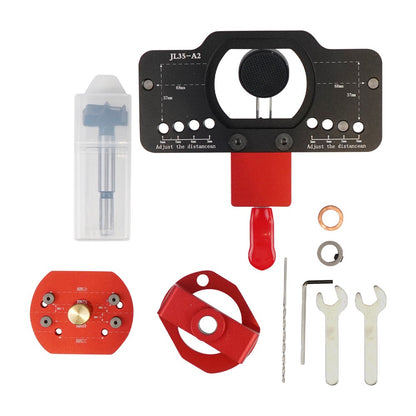 35mm / 1.4-inch Hinge Hole Positioner & Puncher Hinge Jig with 4 Adjustable Hole Margins, Edge Lock Design, and for Various Panel Thicknesses